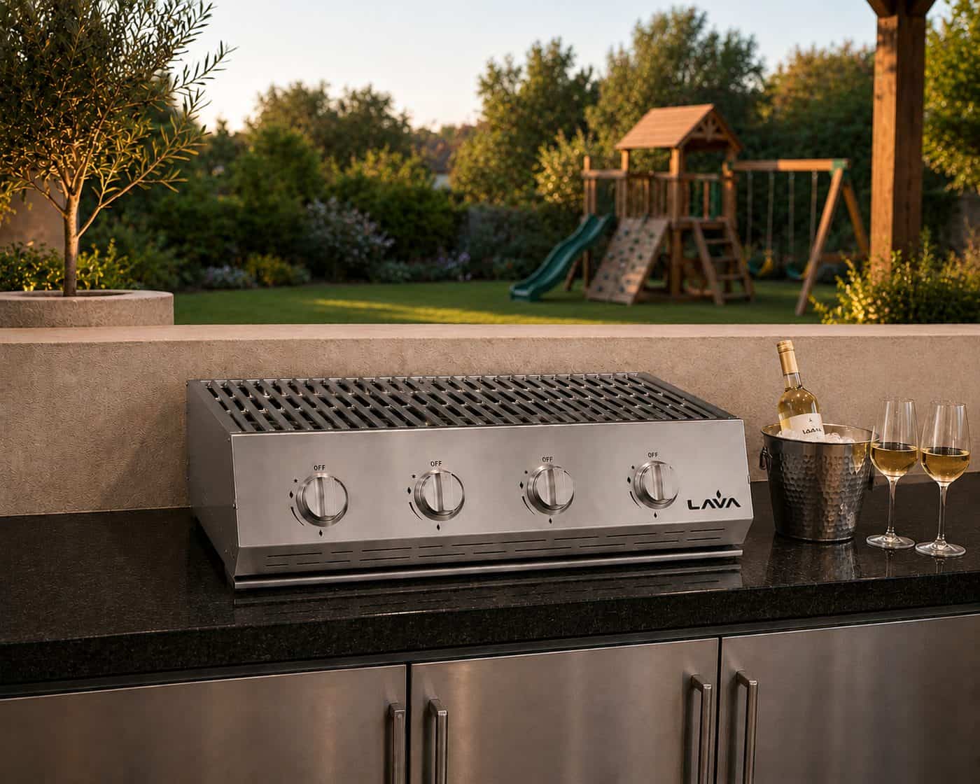 4-Burner Counter-top Gas Griller | high-grade stainless steel