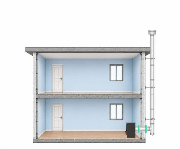 Double Story flue kit rear exit through the wall